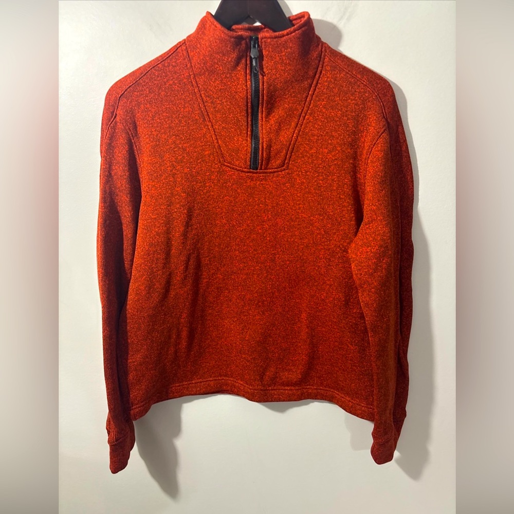 Banana Republic Mens 1/4 Zip Long Sleeve Mock Neck Knit Sweater Size Lg Rust